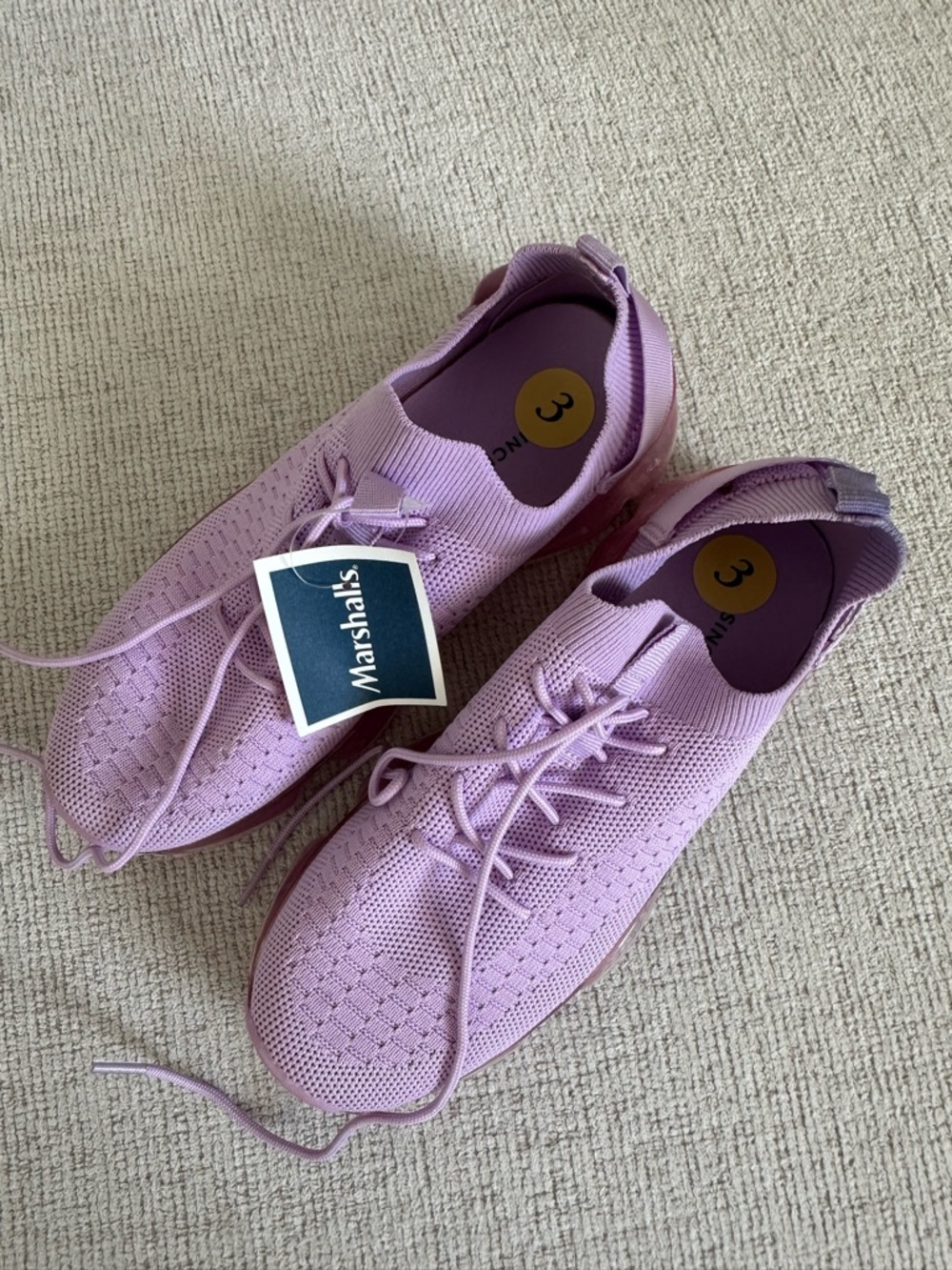 Marshalls Lavender Knit Lace-Up Women's Athletic Sneakers